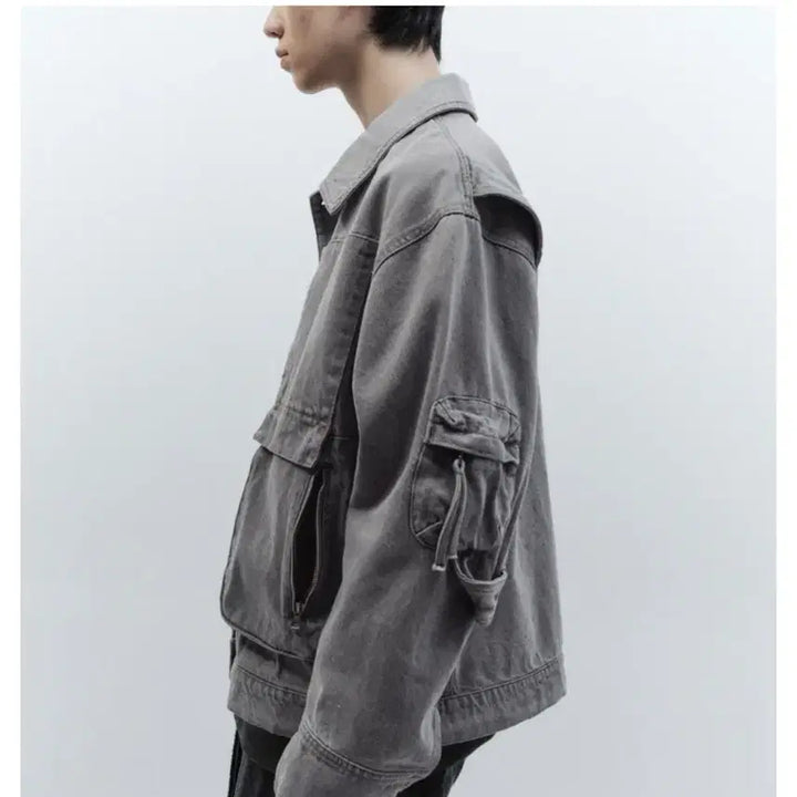 [BUNJANG] Insilence Boxy Fit Denim Trucker Jacket (Sand Grey) / 인사일런스 박시핏 데님 트러커 자켓 (S/ SandGrey)