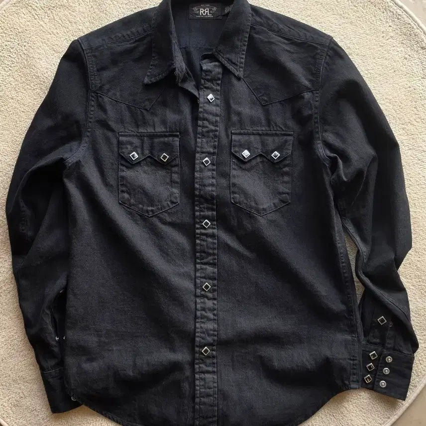 [SOLD OUT] rrl 더블알엘 슬림핏 웨스턴 셔츠 데님 블랙 m 사이즈