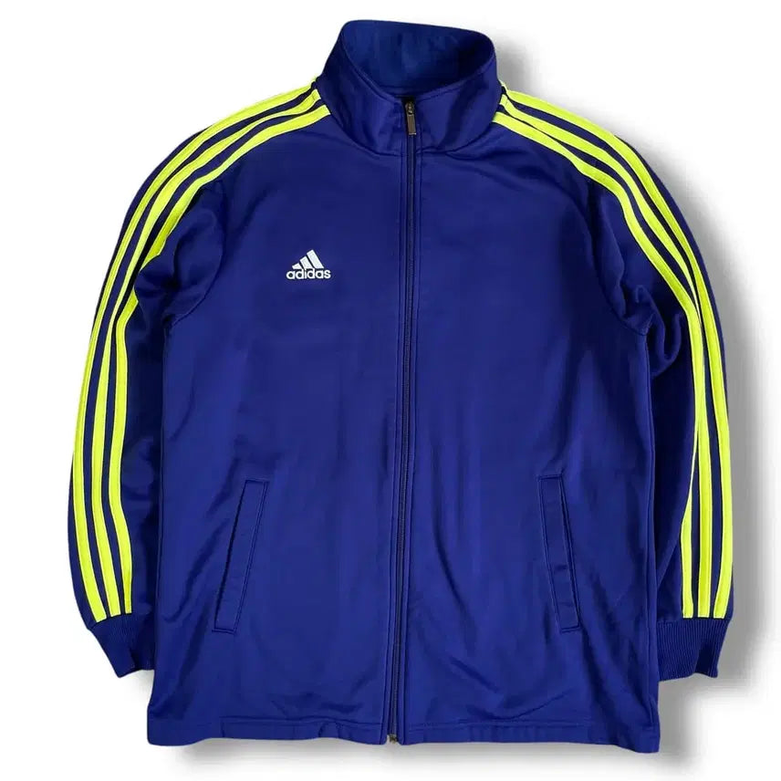 [BUNJANG] Adidas Navy Fluorescent Stripe Fleece Jersey Track Top - Size 95 / 아디다스 네이비 형광삼선 기모 져지 트랙탑 95