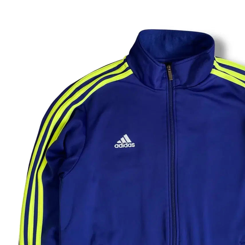 [BUNJANG] Adidas Navy Fluorescent Stripe Fleece Jersey Track Top - Size 95 / 아디다스 네이비 형광삼선 기모 져지 트랙탑 95