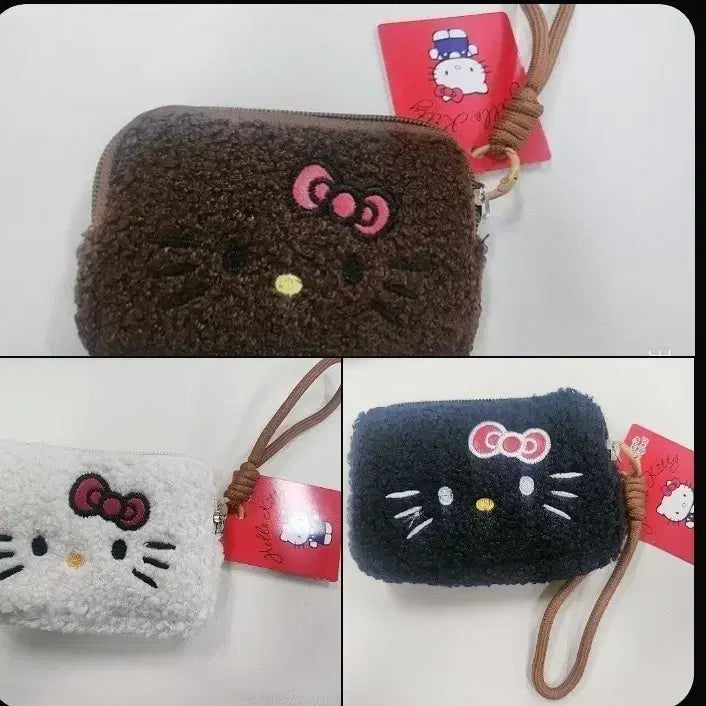 [BUNJANG] Hello Kitty Fleece Mini Wallet / 헬로키티 뽀글이 미니 지갑 (브라운/화이트/블랙)