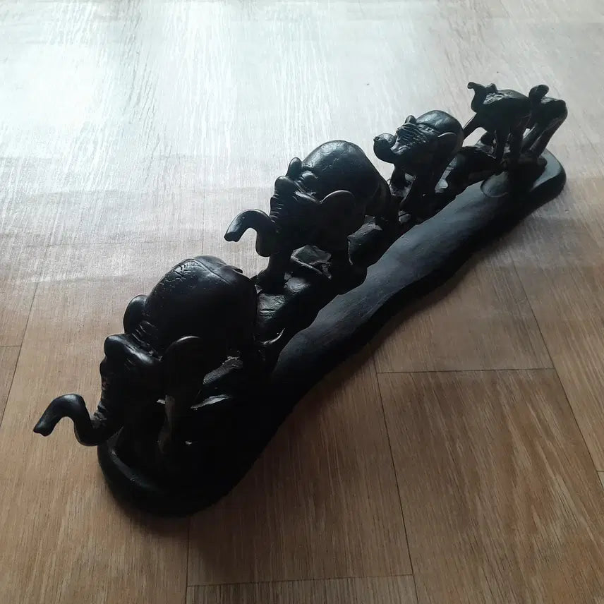 [BUNJANG] Resin Elephant Procession Sculpture / 코끼리 5마리 - 레진공예
