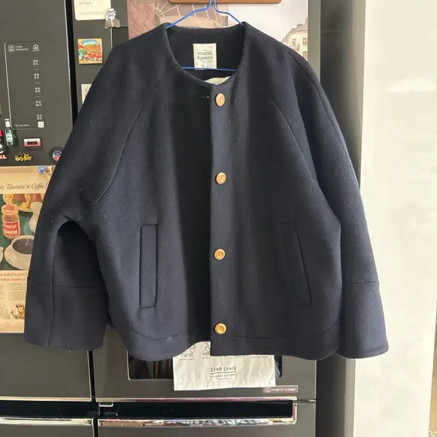 [BUNJANG] Studio Tomboy Round Neck Short Coat Navy / 스튜디오 톰보이 둥근넥 숏코트