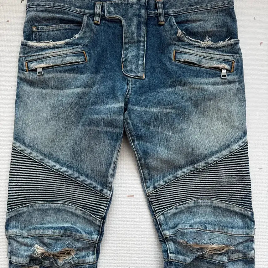 [BUNJANG] Balmain Biker Distressed Jeans / 발망 바이커 디스진 청바지