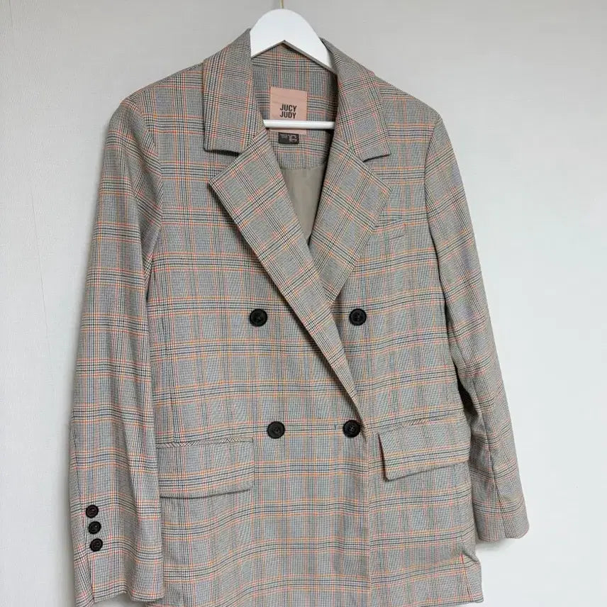 [BUNJANG] Judy Juicy Check Double Jacket / ((할인)쥬시쥬디 체크 더블 자켓