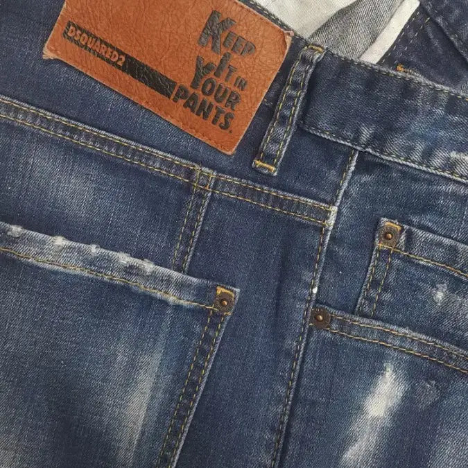 [BUNJANG] Dsquared2 Biker Jeans (Leather Patch) 36 inch / 디스퀘어드2 정품(사방스판) 양가죽패치 바이커진 36인치(No.206)