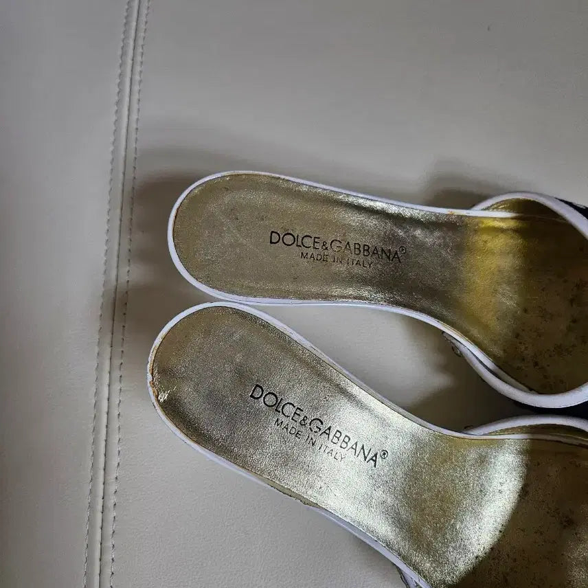 [BUNJANG] Dolce &amp; Gabbana Ribbon Detail Mule Slippers / 돌체앤가바나 뮬 슬리퍼 블랙/화이트