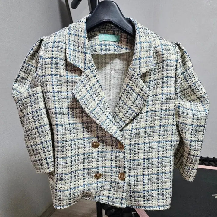 [BUNJANG] Tweed Puff Short Sleeve Jacket / 트위드 퍼프 반팔 자켓
