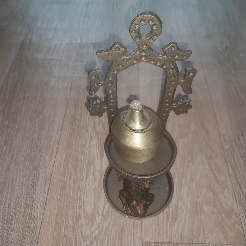 [BUNJANG] Brass Oil Lamp Set with Bronze Frog Ornaments / 황동등잔세트