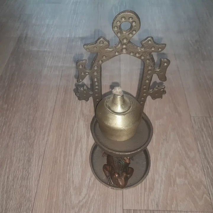 [BUNJANG] Brass Oil Lamp Set with Bronze Frog Ornaments / 황동등잔세트