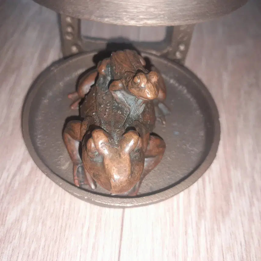 [BUNJANG] Brass Oil Lamp Set with Bronze Frog Ornaments / 황동등잔세트