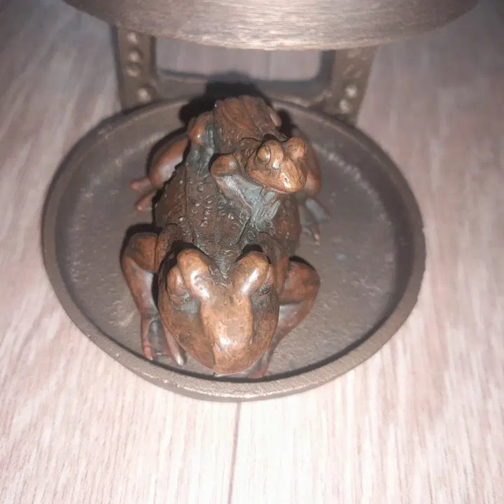 [BUNJANG] Brass Oil Lamp Set with Bronze Frog Ornaments / 황동등잔세트
