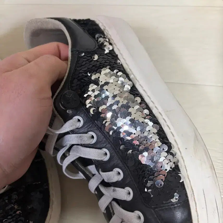[BUNJANG] FONT Black Sequin Sneakers / FONT 블랙 스팽글 스니커즈