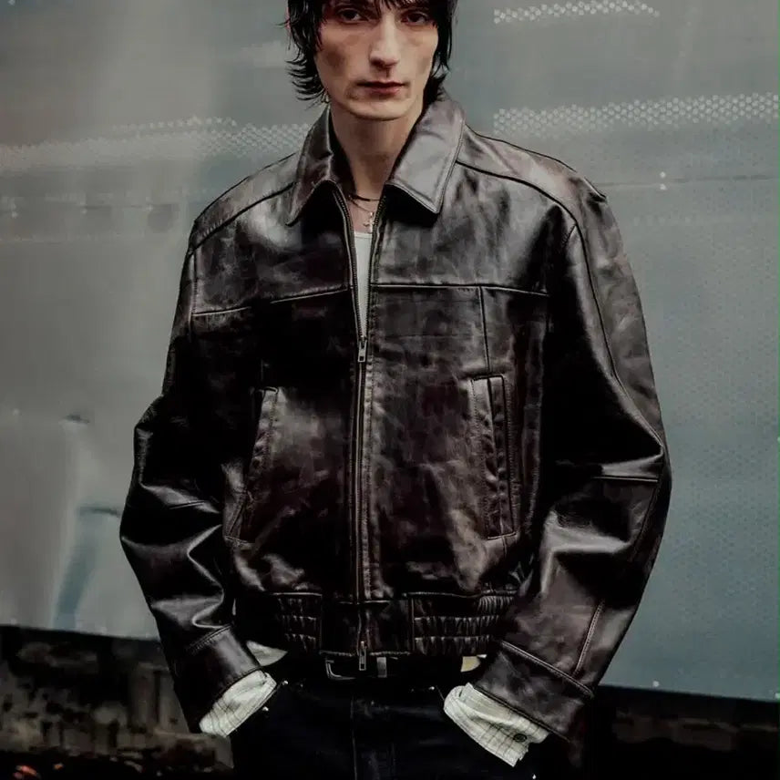 [BUNJANG] Elmood Coated Lambskin Leather Blouson Jacket / 새상품 엘무드 코티드 램스킨 레더 블루종 자켓