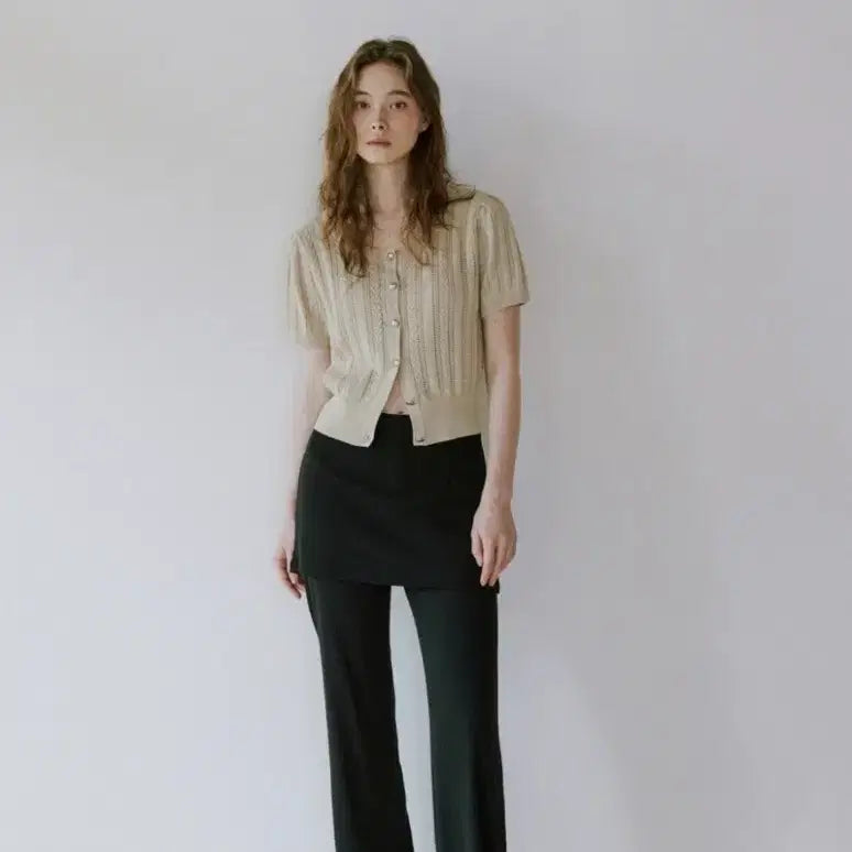 [BUNJANG] Otteu Beige Short Sleeve Cardigan / 오떼뜨 반팔가디건 베이지