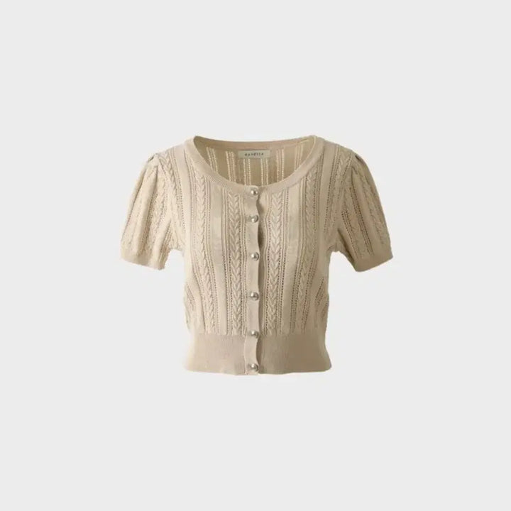 [BUNJANG] Otteu Beige Short Sleeve Cardigan / 오떼뜨 반팔가디건 베이지
