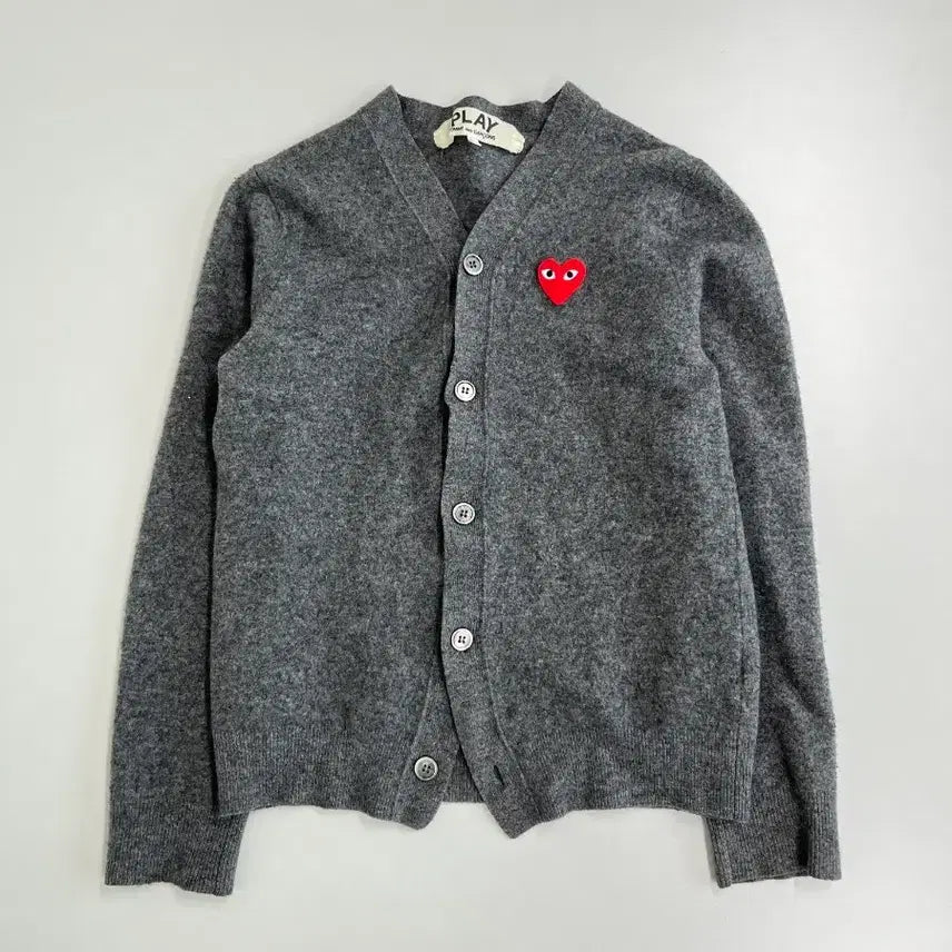 [BUNJANG] Comme des Garçons Red Appliqué Knit Cardigan / [정품] 꼼데가르송 레드 와펜 니트 가디건
