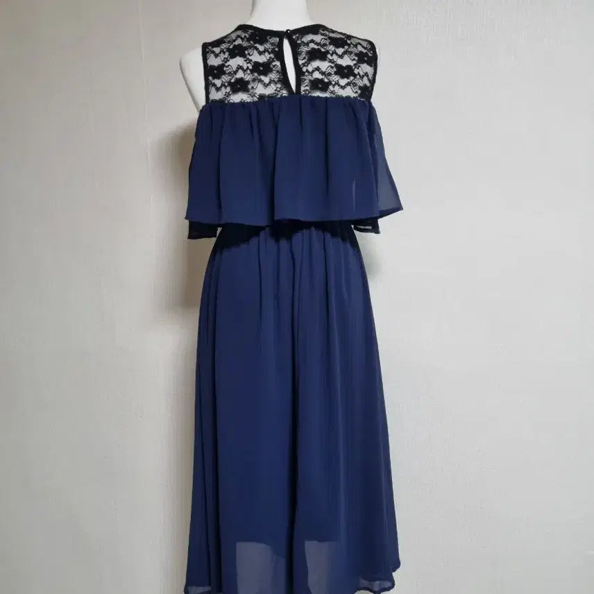 [BUNJANG] Off-the-Shoulder Chiffon Navy Long Dress / L20오프숄더 쉬폰네이비롱원피스