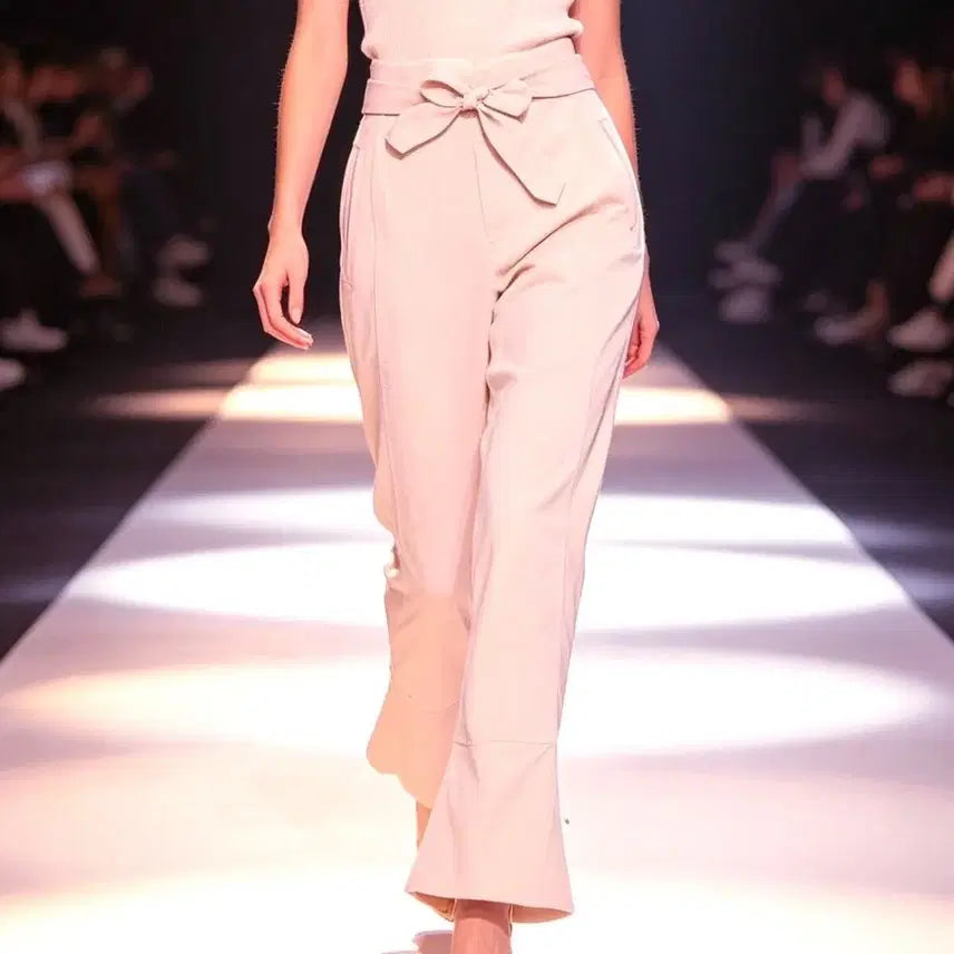 [BUNJANG] Celine Ribbon Belted Wide Pants (Ivory/Beige, Cotton, Size 36) / [새상품/정품] 셀린느(CELINE) 리본 벨티드 와이드 팬츠 36
