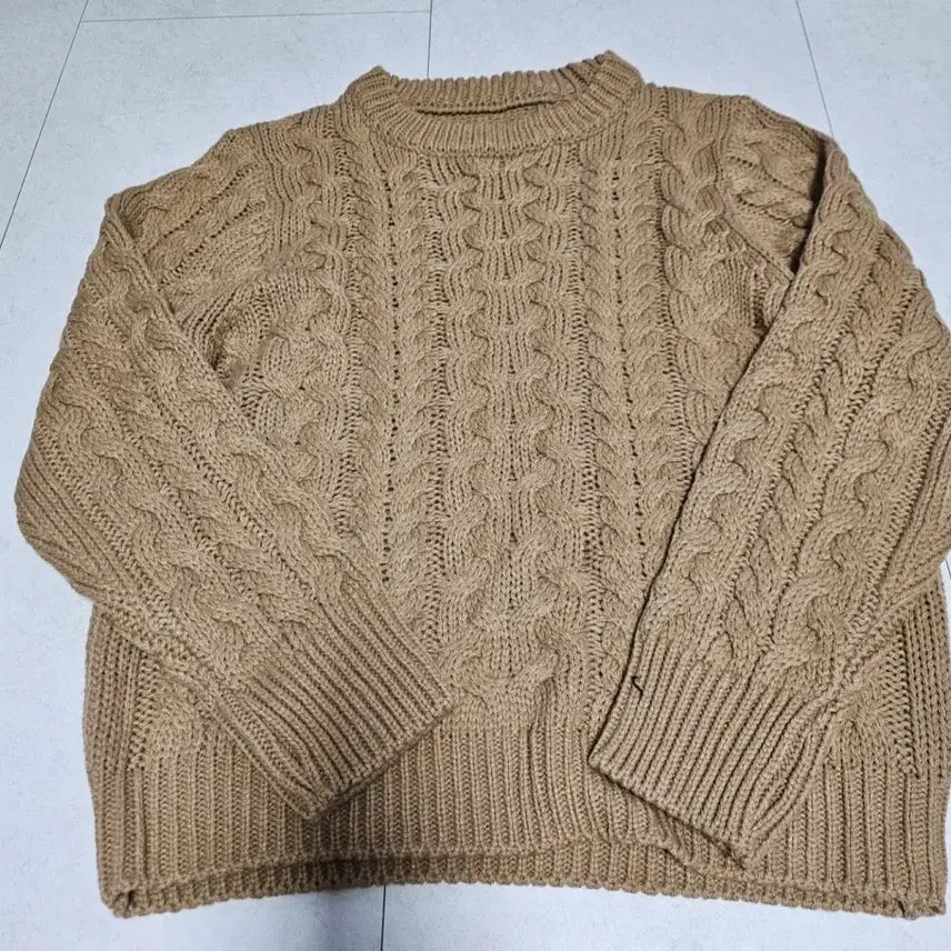 [BUNJANG] Kkwabaegi Knit Sweater - Brown / 마지막 가격/거의 새것 꽈배기 니트 스웨터 브라운