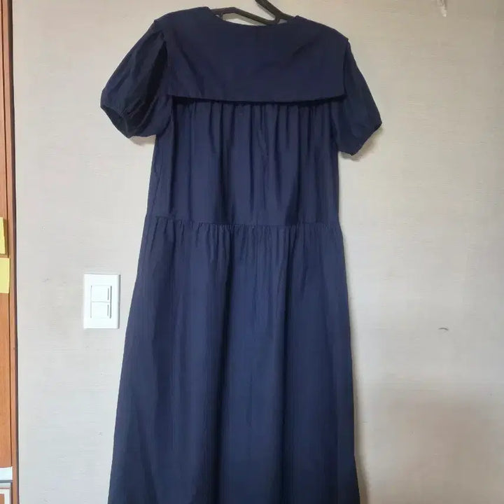 [SOLD OUT] 세컨드스토리 네이비 카라 반팔 롱 원피스