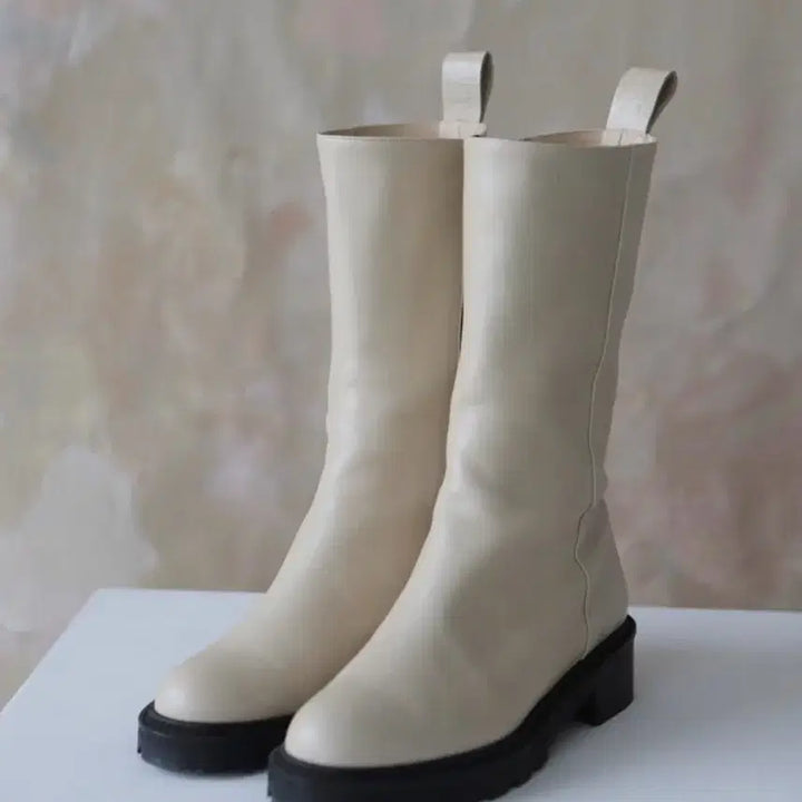 [BUNJANG] Soft Seoul Leather Boots Cream / 소프트서울 레더 부츠 크림