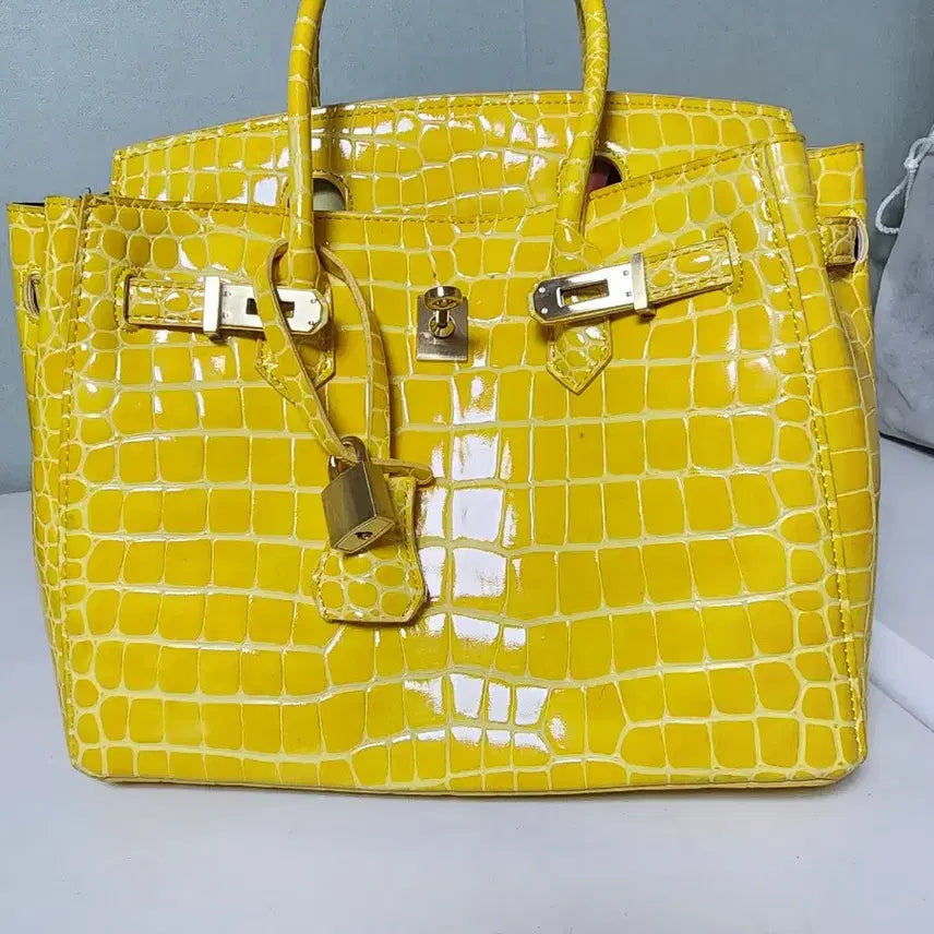 [BUNJANG] Orange Crocodile Pattern Tote Bag / 오렌지 크로커다일 토트백 스타일 가방