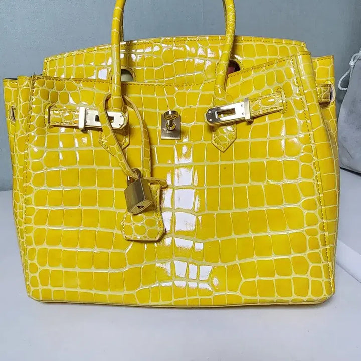[BUNJANG] Orange Crocodile Pattern Tote Bag / 오렌지 크로커다일 토트백 스타일 가방