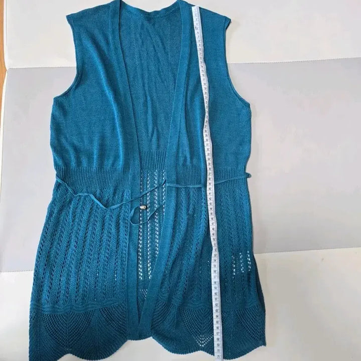 [BUNJANG] Mint Green Knit Vest (Size 66) / 고급스러운 청록색 민트 니트 조끼 (66사이즈)