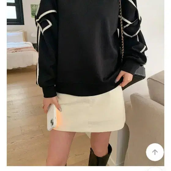 [BUNJANG] Avely Ract Ribbed Sleeve Sweatshirt / (에이블리) 랙트소매리본맨투맨