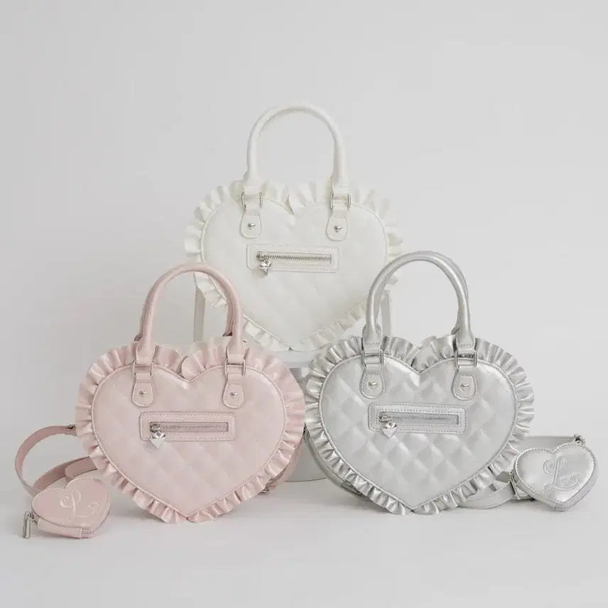 [BUNJANG] Lorimi Heart Quilting Bag with Coin Pouch / 멜피메모리 바이 로리미 하트 퀼팅백 양산형 지뢰계 로리타 이타백