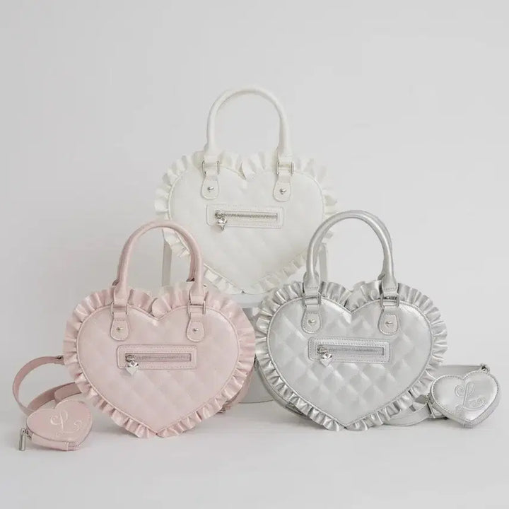[BUNJANG] Lorimi Heart Quilting Bag with Coin Pouch / 멜피메모리 바이 로리미 하트 퀼팅백 양산형 지뢰계 로리타 이타백