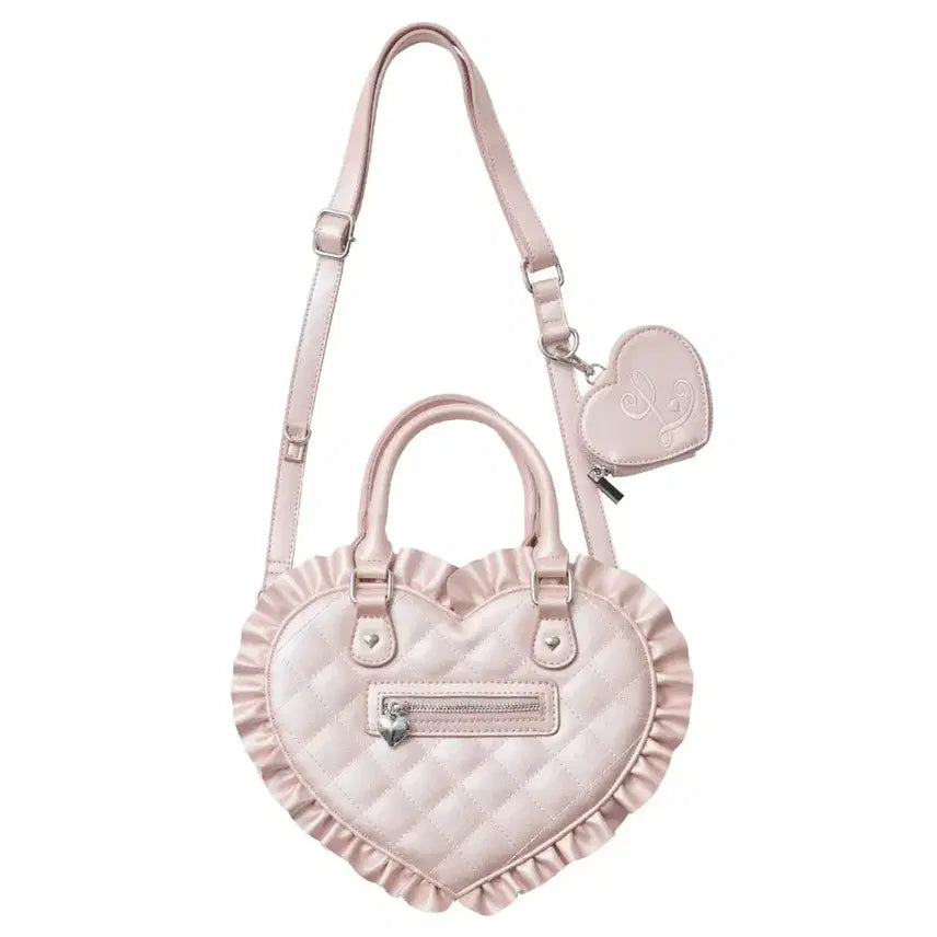 [BUNJANG] Lorimi Heart Quilting Bag with Coin Pouch / 멜피메모리 바이 로리미 하트 퀼팅백 양산형 지뢰계 로리타 이타백