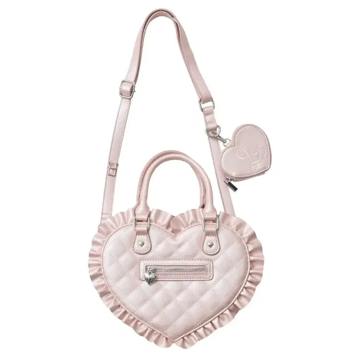 [BUNJANG] Lorimi Heart Quilting Bag with Coin Pouch / 멜피메모리 바이 로리미 하트 퀼팅백 양산형 지뢰계 로리타 이타백