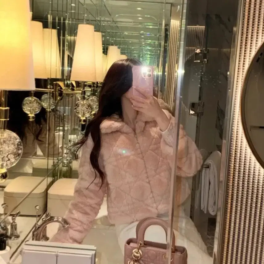 [BUNJANG] Diamond Quilting Fur Jacket / 다이아 퀄팅 퍼 자켓