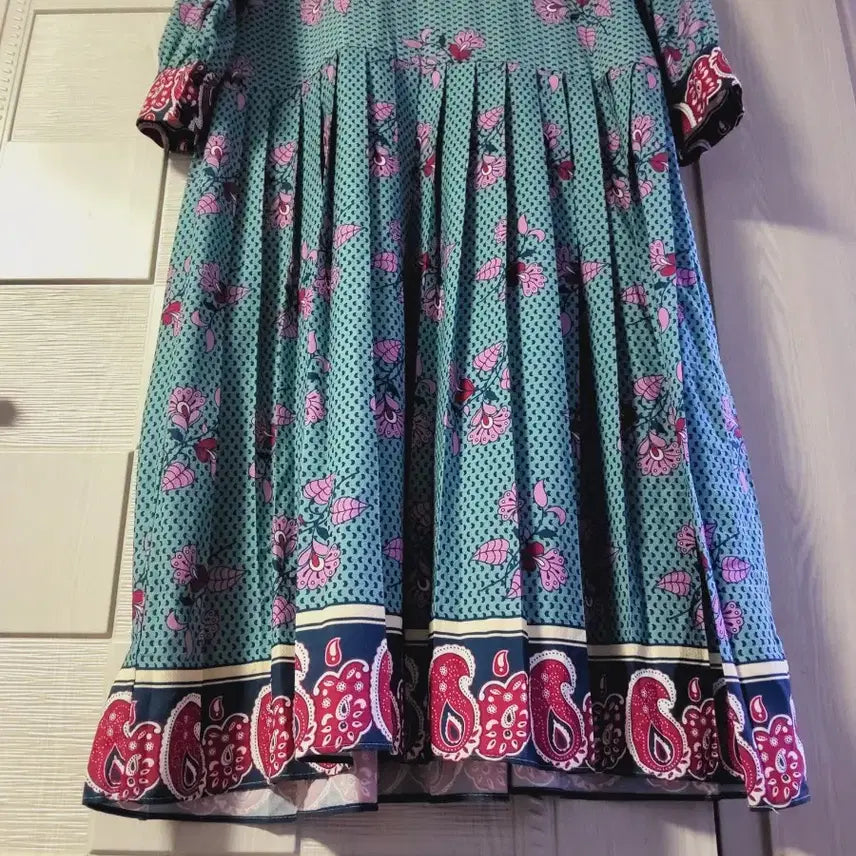 [BUNJANG] Floral Shirred Long Dress / 셔츠형 셔링 롱원피스