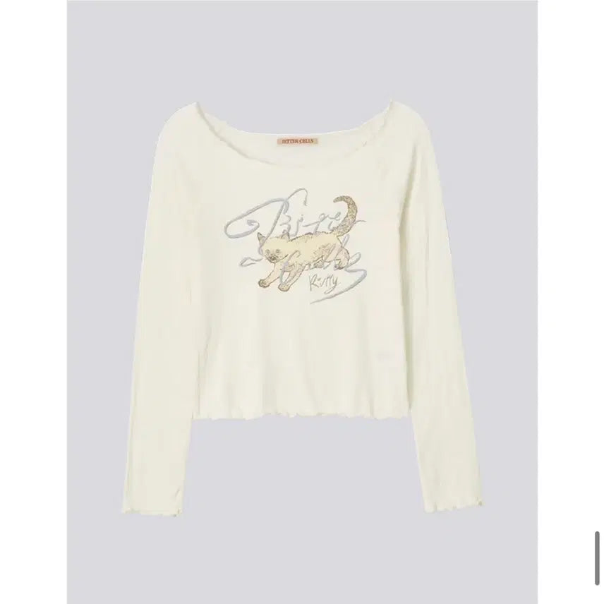 [BUNJANG] Bittercells Fog Cat Boat Neck Long Sleeve Ivory / 비터셀즈 포그 캣 보트넥 롱슬리브 아이보리