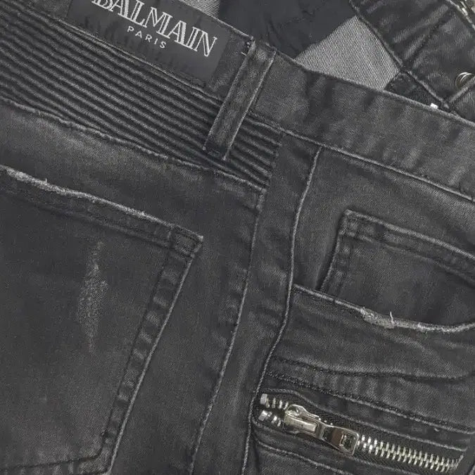 [BUNJANG] Balmain Grey Biker Jeans (32") / 발망(사방스판) 바이커진 32"실측(No.194)드라이완료!