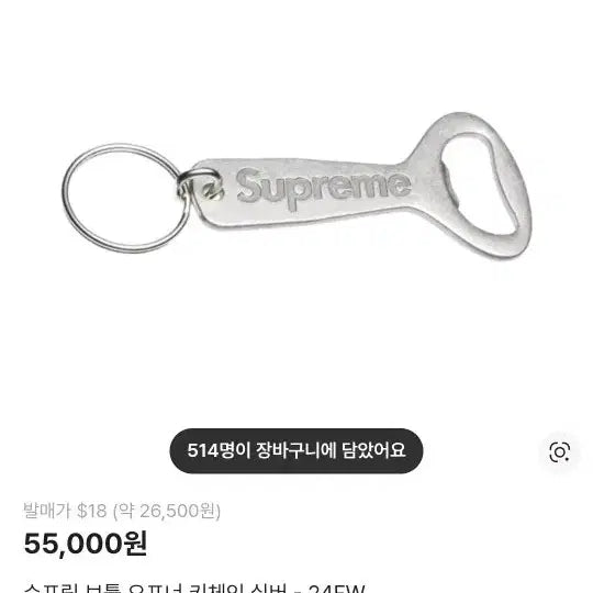 [BUNJANG] Supreme Bottle Opener Keychain Silver / 슈프림 보틀 오프너 키체인 실버 - 24FW  새상품