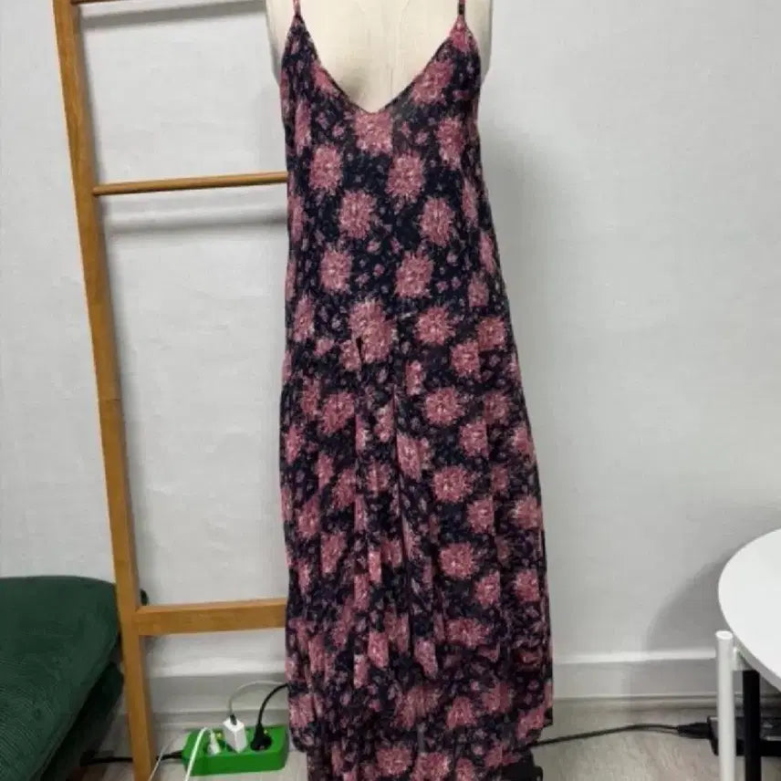 [BUNJANG] Flower Pattern Long Slip Dress / 플라워 패턴 롱 슬립 원피스