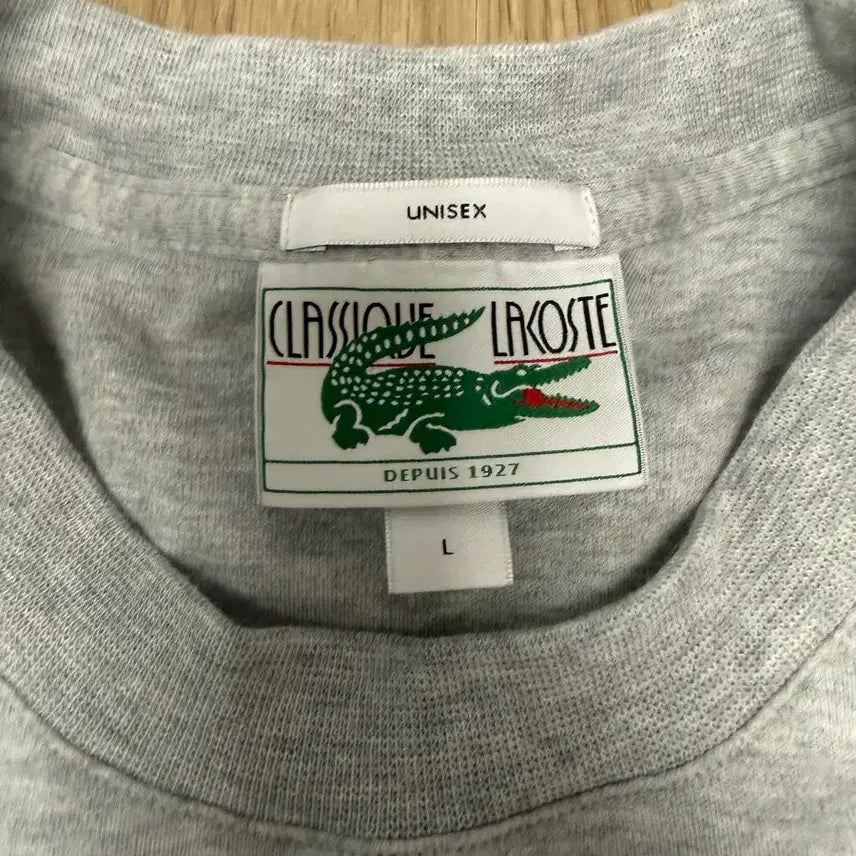 [BUNJANG] Lacoste Classic Fit Grey T-Shirt - Size L / 라코스테 클래식핏 그레이 반팔티 L