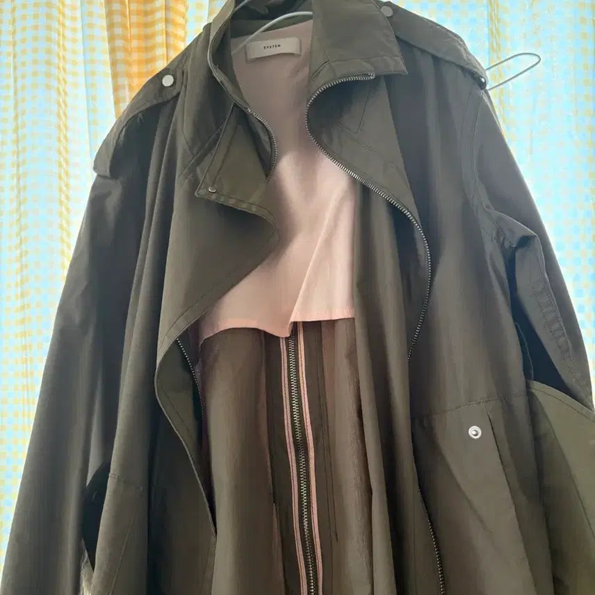 [BUNJANG] SYSTEM Khaki Long Trench Coat / 한섬 SYSTEM 시스템 한섬 카키색 롱  트렌치 코트