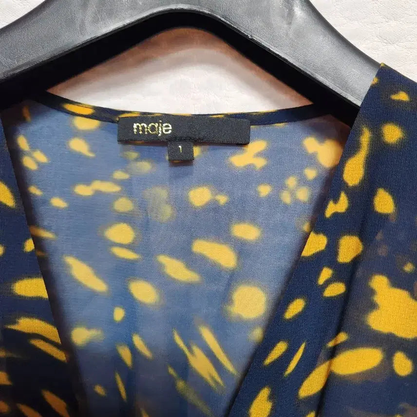 [BUNJANG] Maje Navy Yellow Pattern Long Dress / 마쥬 네이비 옐로우 패턴 롱 원피스