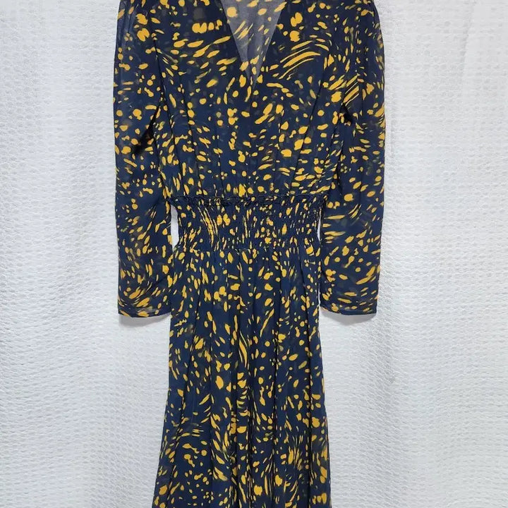 [BUNJANG] Maje Navy Yellow Pattern Long Dress / 마쥬 네이비 옐로우 패턴 롱 원피스