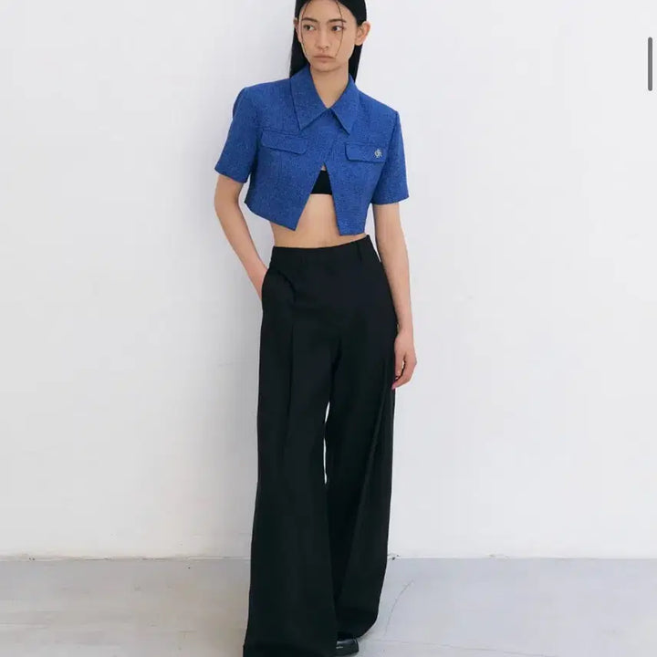 [BUNJANG] SITYBREEZE Tweed Crop Short Sleeve Jacket / 시티브리즈 트위드 크롭 반팔 자켓_BLUE