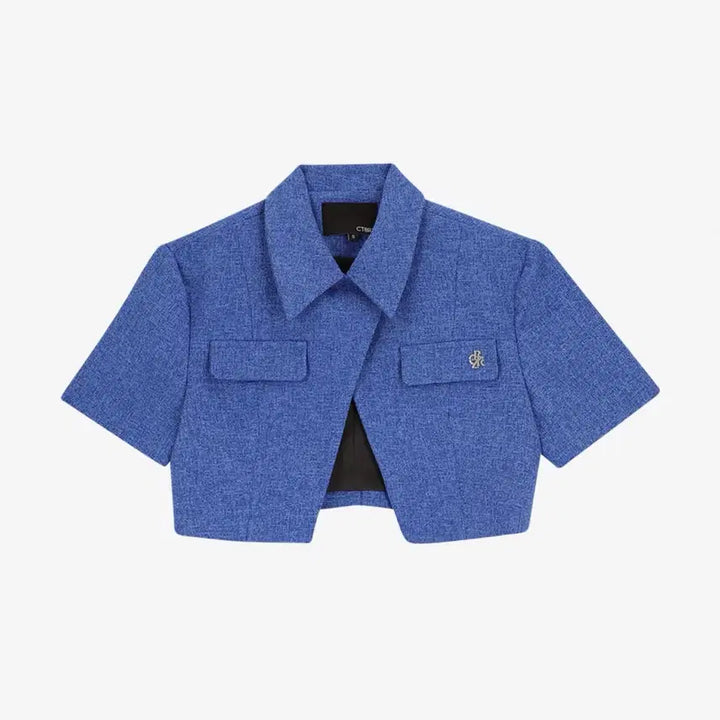 [BUNJANG] SITYBREEZE Tweed Crop Short Sleeve Jacket / 시티브리즈 트위드 크롭 반팔 자켓_BLUE