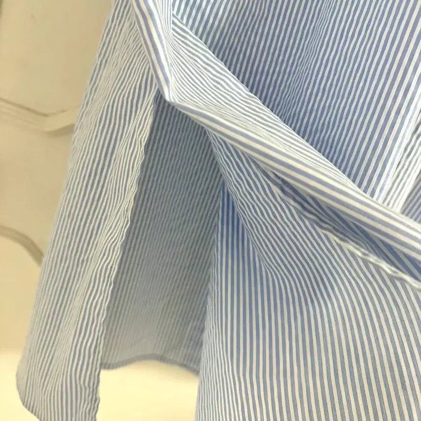 [BUNJANG] orr Ribbon Cuff Stripe Midi Dress / 오르 orr 리본커프스 스트라이프 원피스