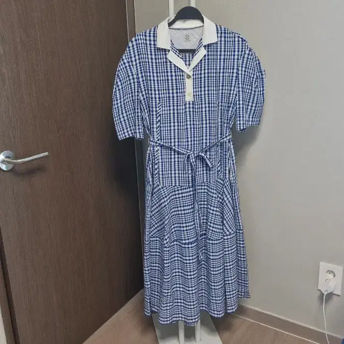 [BUNJANG] Etcorner LG Fashion Rayon Cool Check Long Dress Blue / 엣코너 LG패션(프리 55/77) 레이온쿨소재 체크롱원피스 블루