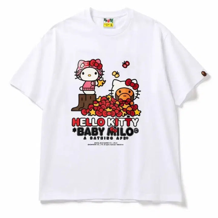[BUNJANG] BAPE Baby Milo x Hello Kitty T-shirt White XL / 베이프 베이비 마일로 x 헬로키티 반팔 티셔츠 화이트 XL