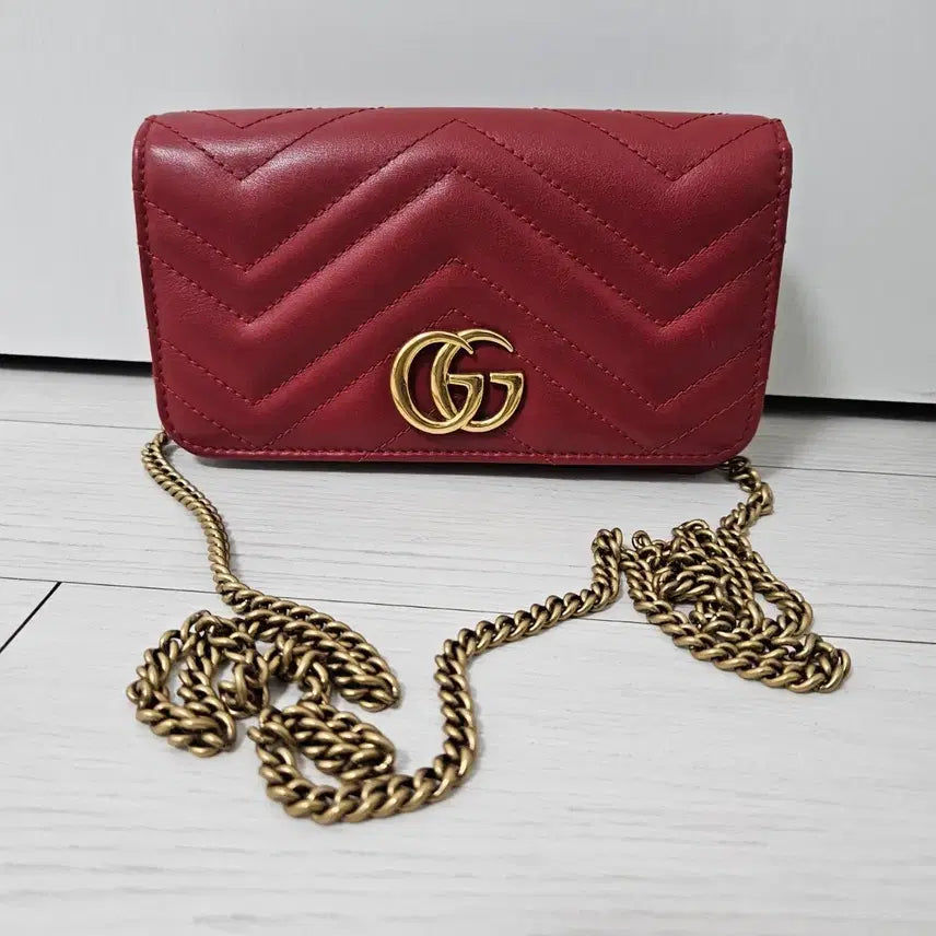 [BUNJANG] Gucci Marmont Mini Chain Bag Red / 구찌 마몬트 체인 미니백 레드